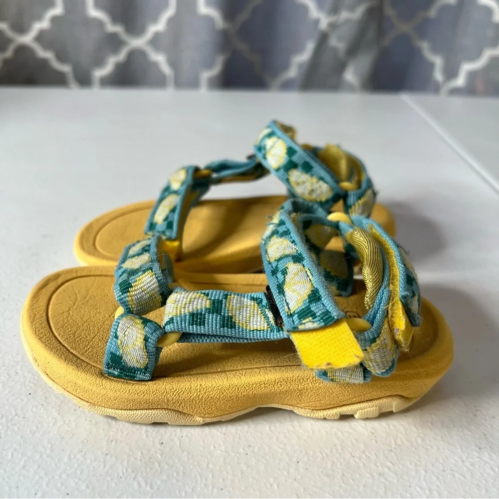 Teva Kids Yellow and Teal Floral Strap Sandals